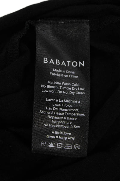 Babaton Womens Sleeveless Mock Neck Pinstriped Knit Top Black White Size Small