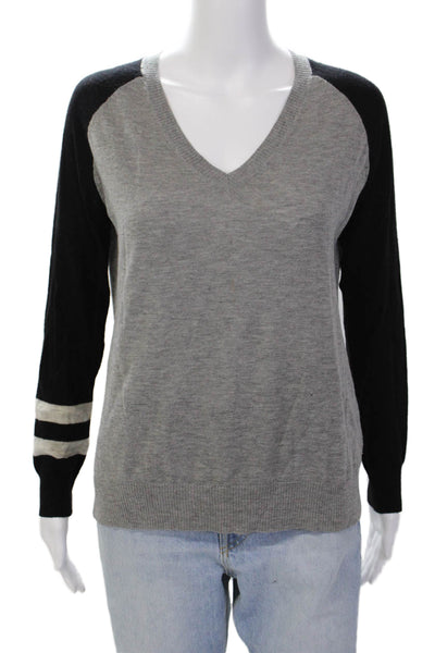 Sundry Womens Long Sleeve V Neck Heart Back Sweater Gray Black Wool Size 2