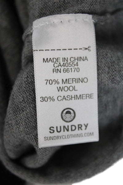 Sundry Womens Long Sleeve V Neck Heart Back Sweater Gray Black Wool Size 2