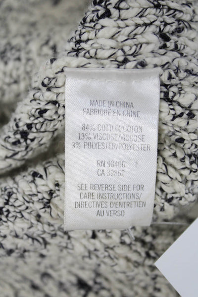 Theory Womens Long Sleeve Scoop Neck Sweater White Black Cotton Size Medium