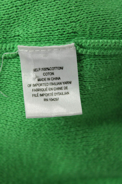 Milly Womens Cotton Knit Beaded Button Up Cardigan Sweter Green Size M