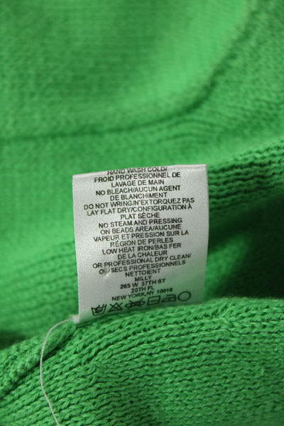 Milly Womens Cotton Knit Beaded Button Up Cardigan Sweter Green Size M