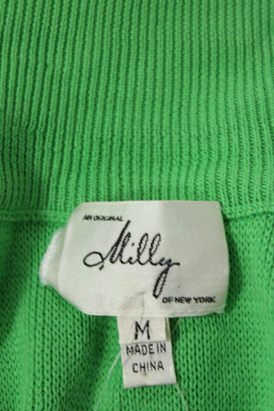 Milly Womens Cotton Knit Beaded Button Up Cardigan Sweter Green Size M