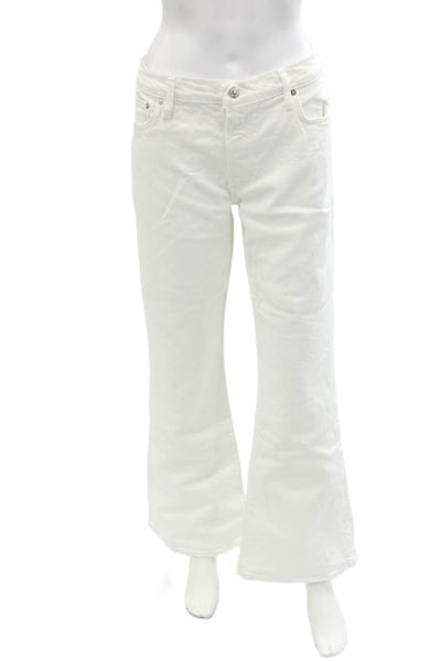 Citizens of Humanity Womens Cotton Blend Mid-Rise Flared Jeans White Size 32