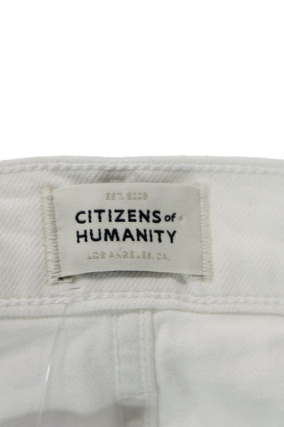 Citizens of Humanity Womens Cotton Blend Mid-Rise Flared Jeans White Size 32