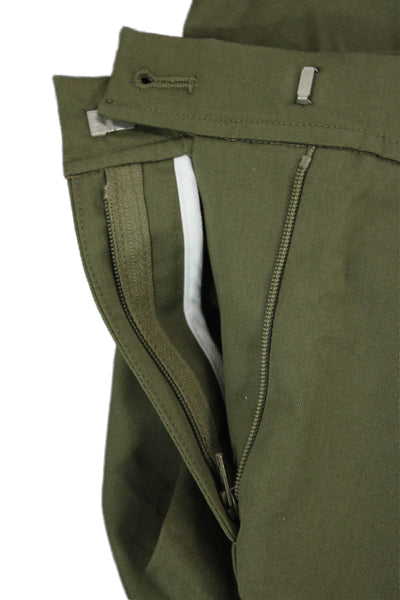 Sharis Womens Cotton Flat Front Mid-Rise Flared Pants Trousers Olive Size 46