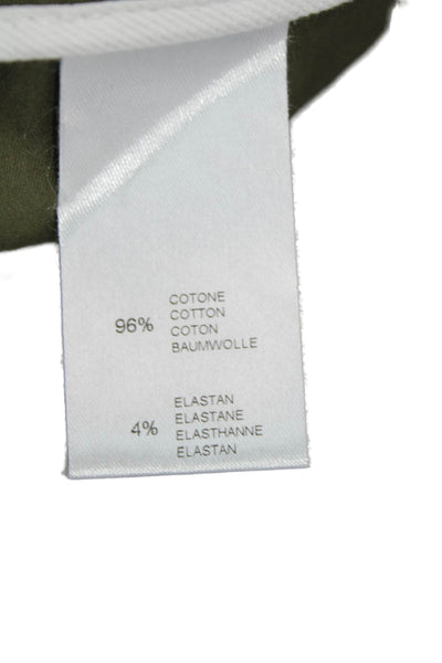 Sharis Womens Cotton Flat Front Mid-Rise Flared Pants Trousers Olive Size 46