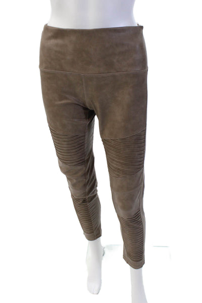 7 For All Mankind Womens Vegna Leather Mid-Rise Ankle Leggings Brown Size M