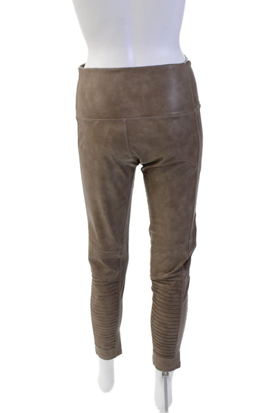 7 For All Mankind Womens Vegna Leather Mid-Rise Ankle Leggings Brown Size M