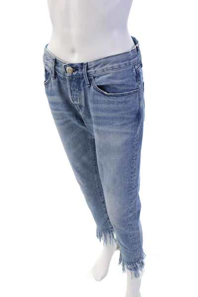 3x1 NYC Womens Cotton Buttoned Mid-Rise Frayed Denim Jeans Blue Size 25