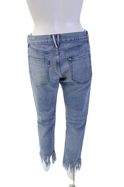 3x1 NYC Womens Cotton Buttoned Mid-Rise Frayed Denim Jeans Blue Size 25