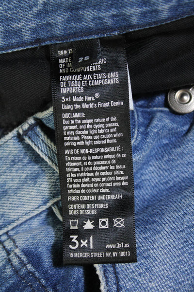 3x1 NYC Womens Cotton Buttoned Mid-Rise Frayed Denim Jeans Blue Size 25