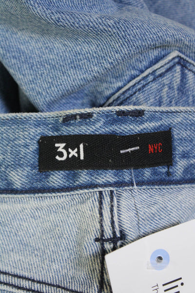 3x1 NYC Womens Cotton Buttoned Mid-Rise Frayed Denim Jeans Blue Size 25