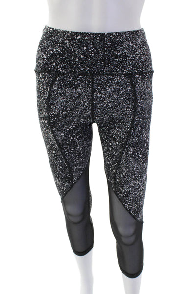 Lululemon Womens Activewear Spotted Print Mid-Rise Ankle Leggings Black Size 4
