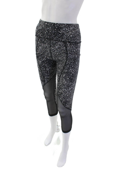 Lululemon Womens Activewear Spotted Print Mid-Rise Ankle Leggings Black Size 4