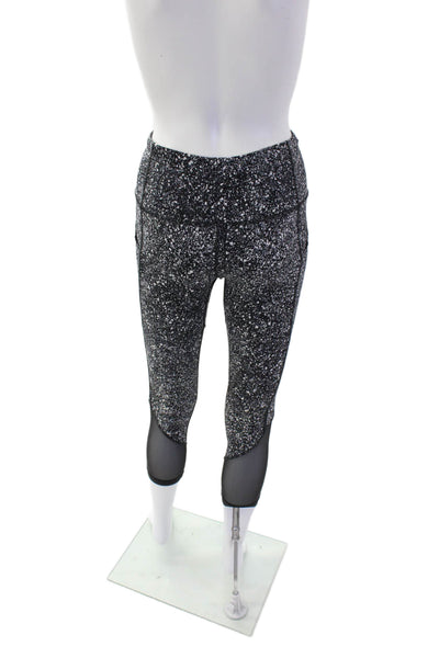 Lululemon Womens Activewear Spotted Print Mid-Rise Ankle Leggings Black Size 4