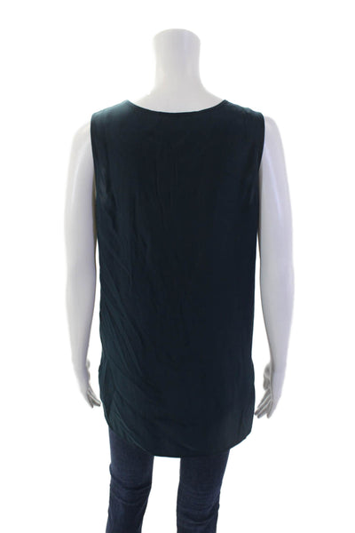 Amina Rubinacci Women's Round Neck Sleeveless Hi-Lo Hem Tank Top Blue Size 42