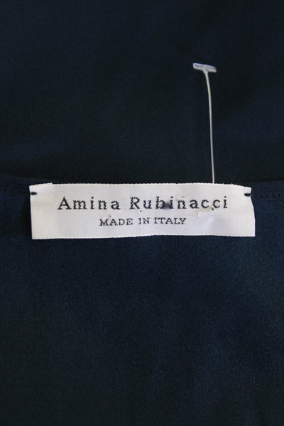 Amina Rubinacci Women's Round Neck Sleeveless Hi-Lo Hem Tank Top Blue Size 42