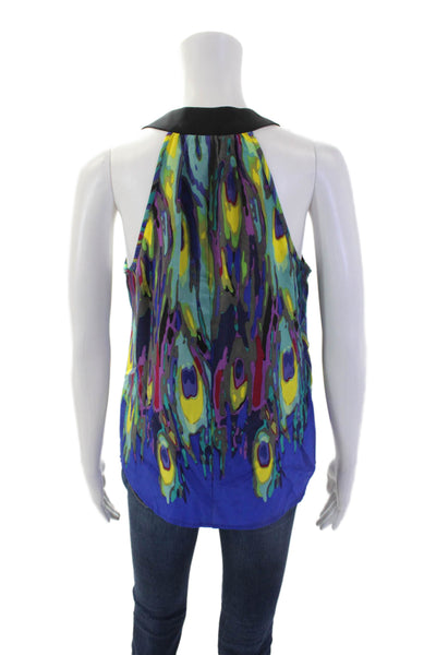 Trina Turk Women's V-Neck Sleeveless Silk Multicolor Tank Top Blouse Size S
