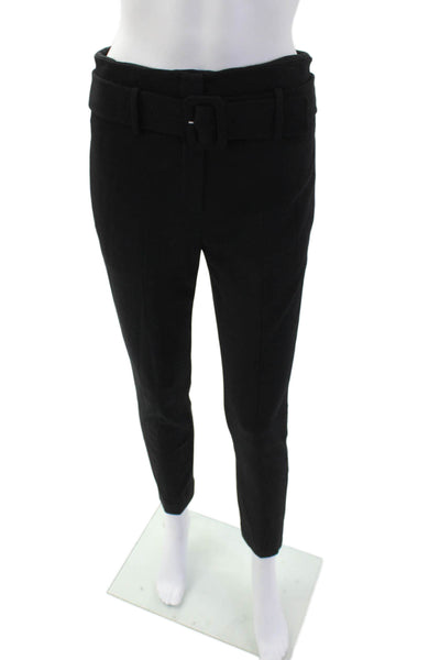 Theory Women's Hook Closure Belted Straight Leg Dress Pants Black Size 4