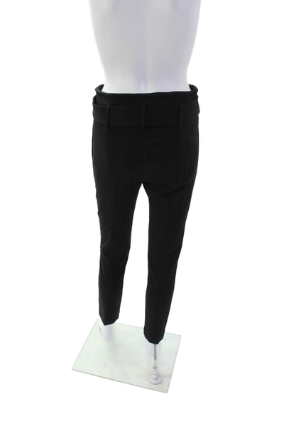 Theory Women's Hook Closure Belted Straight Leg Dress Pants Black Size 4