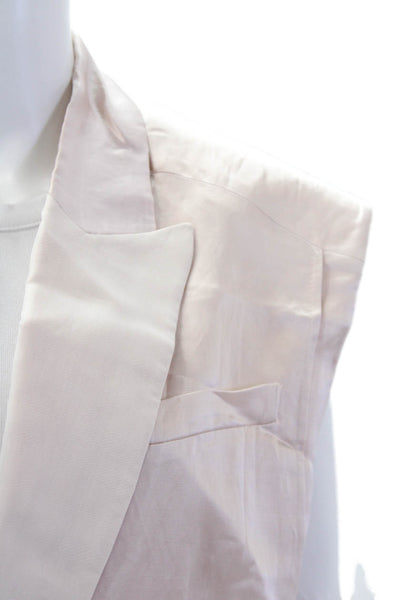 Zara Womens Textured Sleeveless V-neck Button Vest Blazer Top Pink Size S