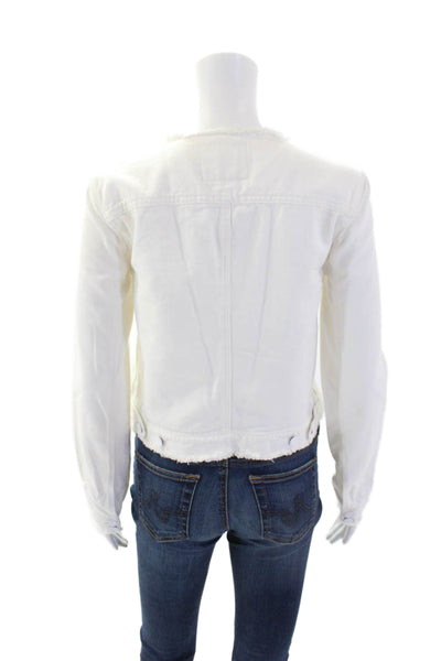 Paige Womens Cotton Long Sleeve Lined Button Denim Jacket White Size XS