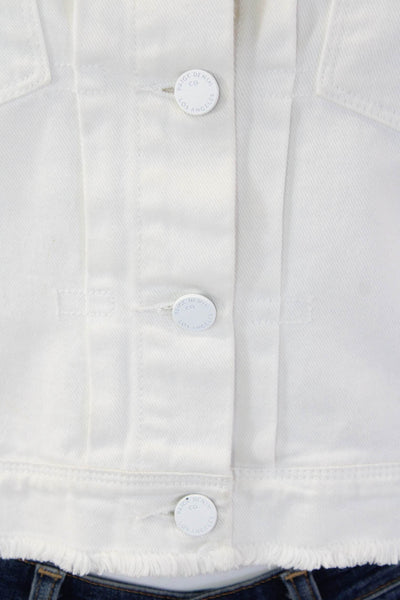 Paige Womens Cotton Long Sleeve Lined Button Denim Jacket White Size XS