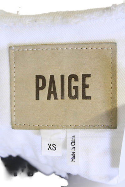 Paige Womens Cotton Long Sleeve Lined Button Denim Jacket White Size XS