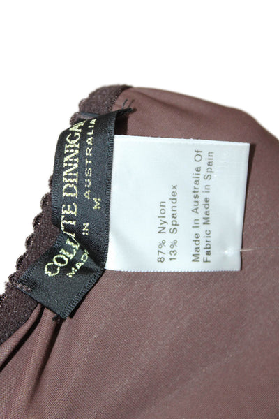 Collette Dinnigan Womens Elastic Waistband Knee Length Knit Skirt Brown Medium