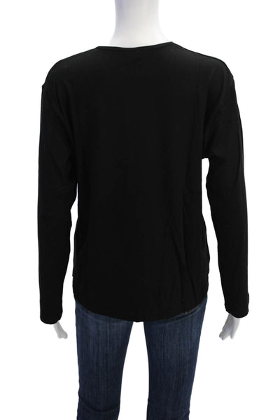 Natto Womens Leather Detail Round Neck Long Sleeve T-Shirt Top Beige Size XL