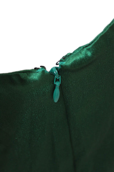 Aeffe Womens Battenburg Lace Detail Long Sleeve One Shoulder Dress Green Size 8