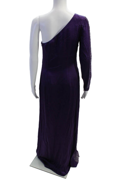 Aeffe Womens Battenburg Lace Detail Long Sleeve One Shoulder Dress Purple Size 6