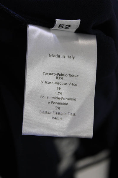 Sharis Place Womens Flat Front Mid-Rise Straight Leg Pants Trousers Navy Size 52