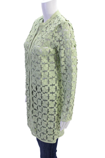 In Transit 2 Womens Leather Cut Out Round Neck Mid-Length Jacket Green Size XS