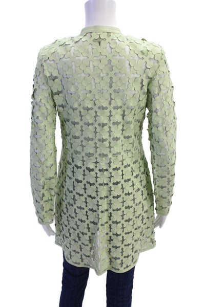 In Transit 2 Womens Leather Cut Out Round Neck Mid-Length Jacket Green Size XS