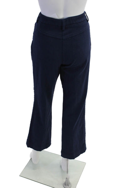 Sharis Womens High Rise Straight Leg Pants  Navy Blue Cotton Size EUR 42