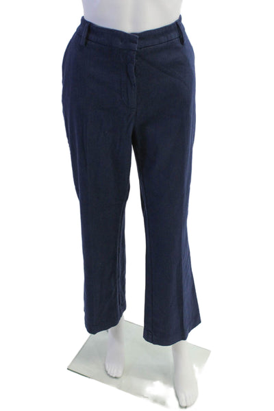 Sharis Womens High Rise Cropped Wide Leg Pants Navy Blue Cotton Size EUR 46
