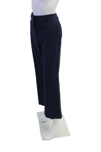 Sharis Womens High Rise Cropped Wide Leg Pants Navy Blue Cotton Size EUR 46