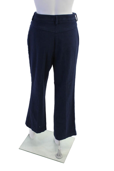 Sharis Womens High Rise Cropped Wide Leg Pants Navy Blue Cotton Size EUR 46