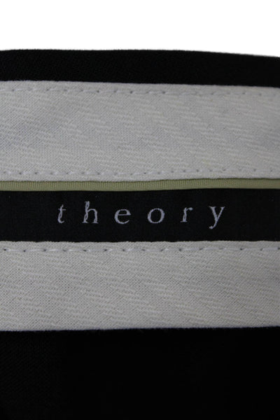Theory Womens Wool Flat Front Pocketed Wide Leg Dress Pants Black Size 34