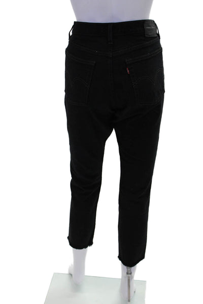 Levis Womens Cotton Wedgie Distressed Ankle Skinny Leg Solid Black Size 28