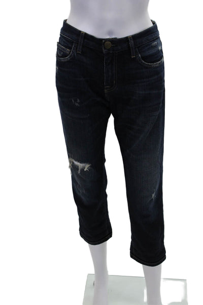Current/Elliott Womens Cotton Distressed Detail Mid Rise Jeans Blue Size 26