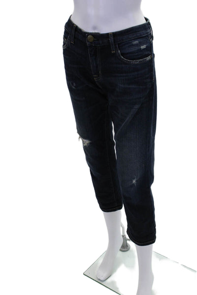 Current/Elliott Womens Cotton Distressed Detail Mid Rise Jeans Blue Size 26