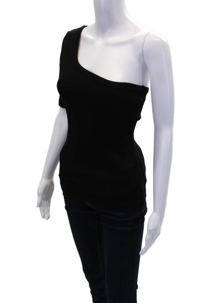 Citizens of Humanity Womens Asymmetrical One Shoulder Fitted Blouse Black Size M