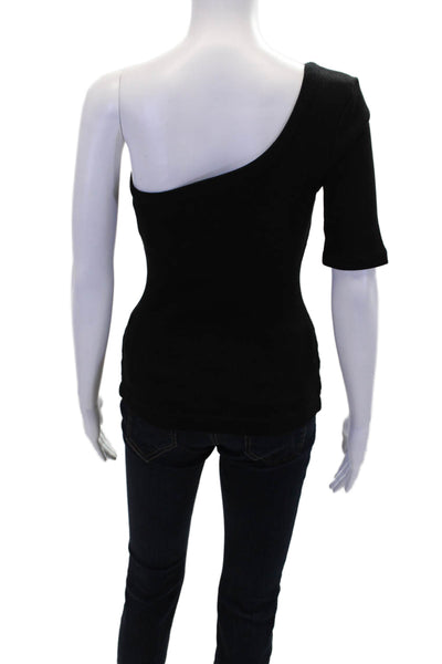 Citizens of Humanity Womens Asymmetrical One Shoulder Fitted Blouse Black Size M