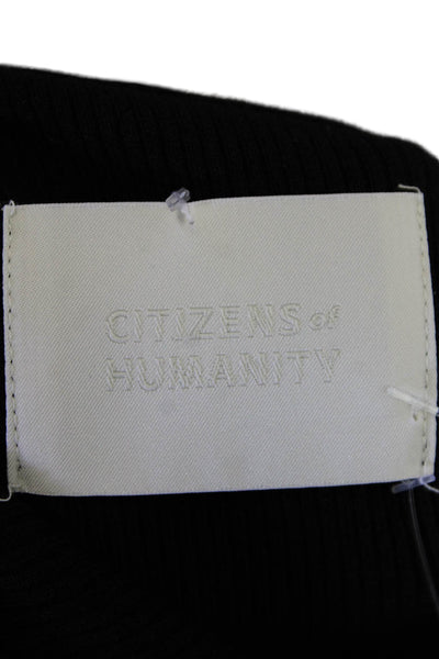 Citizens of Humanity Womens Asymmetrical One Shoulder Fitted Blouse Black Size M