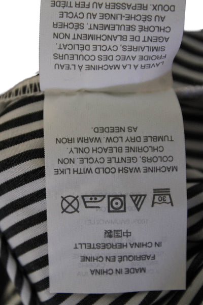 J Crew Women's Long Sleeves Round Neck Hi-Lo Hem Striped Blouse Black Size 4T