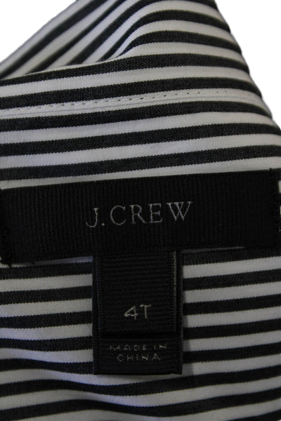 J Crew Women's Long Sleeves Round Neck Hi-Lo Hem Striped Blouse Black Size 4T