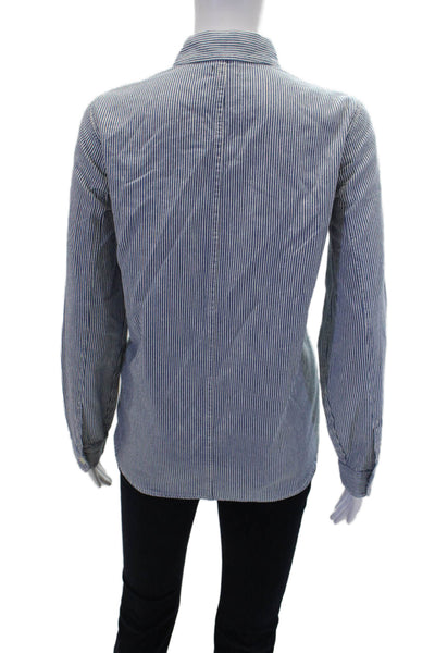 J Crew/Jeans Women's Long Sleeves Half Button Blue Striped Blosue Size XS